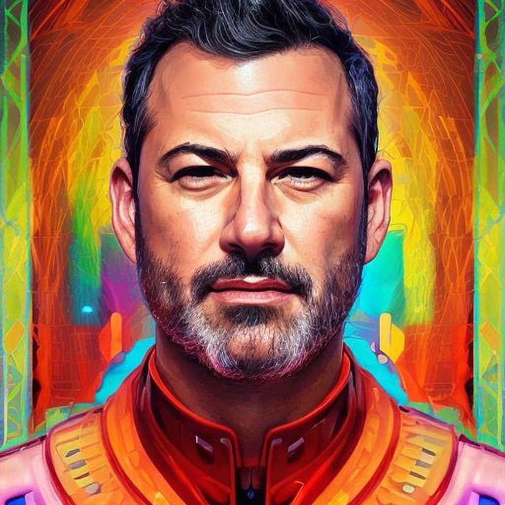 PrismaAI's tweet photo. Hey, @jimmykimmel, @JimmyKimmelLive, can't decide if you look more awesome as an astronaut or the space cowboy in these AI-generated avatars. What would you pick? https://t.co/2nIoUrS4bC