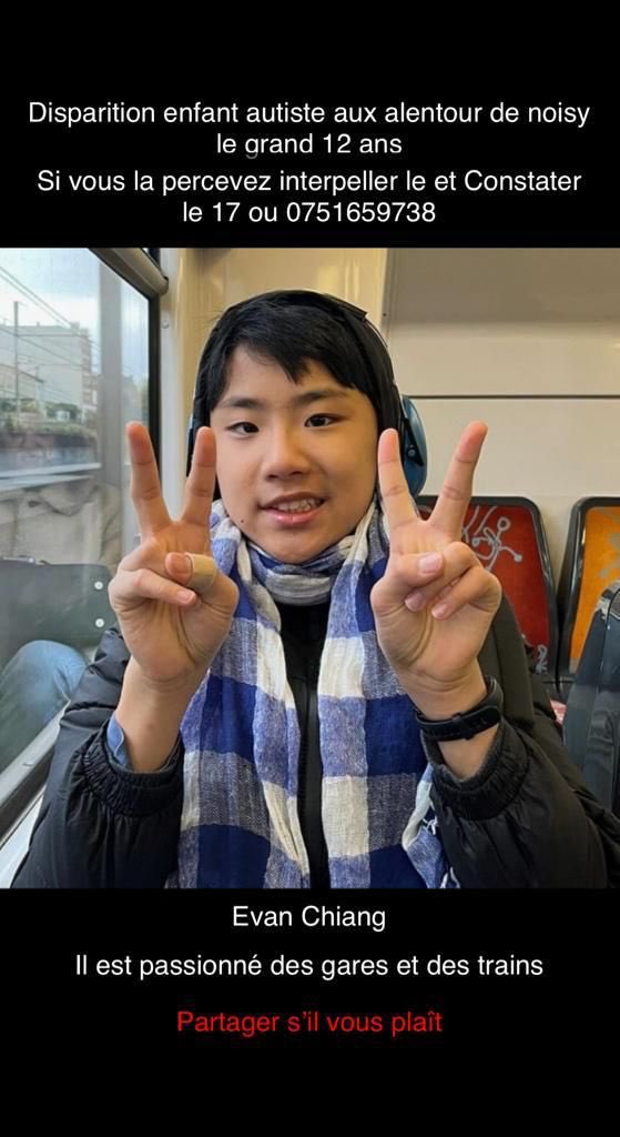 Urgent alerte!!! un jeune autiste a disparu dans Noisy le Grand. Il faut le retrouver tout de suite! #alertedisparition #handicap. Merci de votre aide à tous!