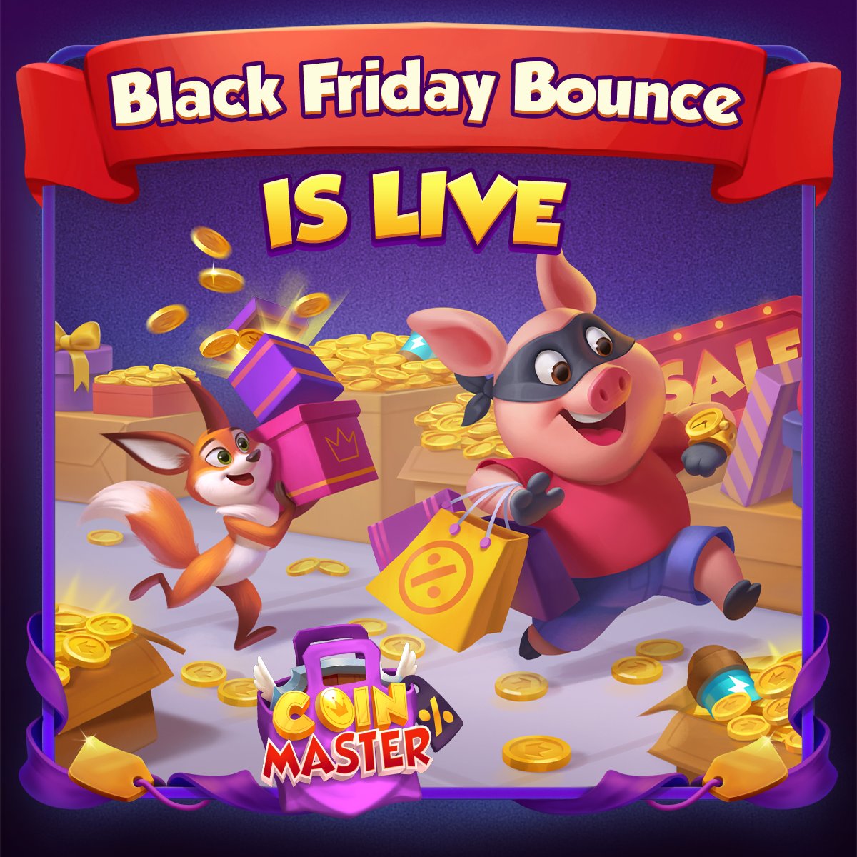 Coin Master on Twitter "𝗕𝗢𝗨𝗡𝗖𝗘 𝗢𝗡 𝗜𝗡! 🛍 ‘Cause the Black Friday Bounce