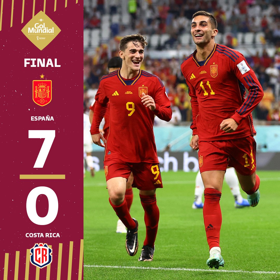 🎉 ¡Festival de fútbol español! 🇪🇸

🌪️ Goleada histórica de la @sefutbol, que arranca como un huracán el Mundial

#GolMundial