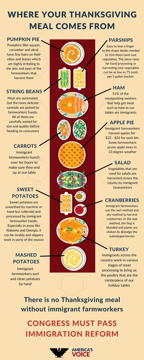 Immigrant farm workers make our Thanksgiving meal possible. 

They deserve more than our thanks. Congress must pass immigration reform to provide them with immigration relief. #WeFeedYou