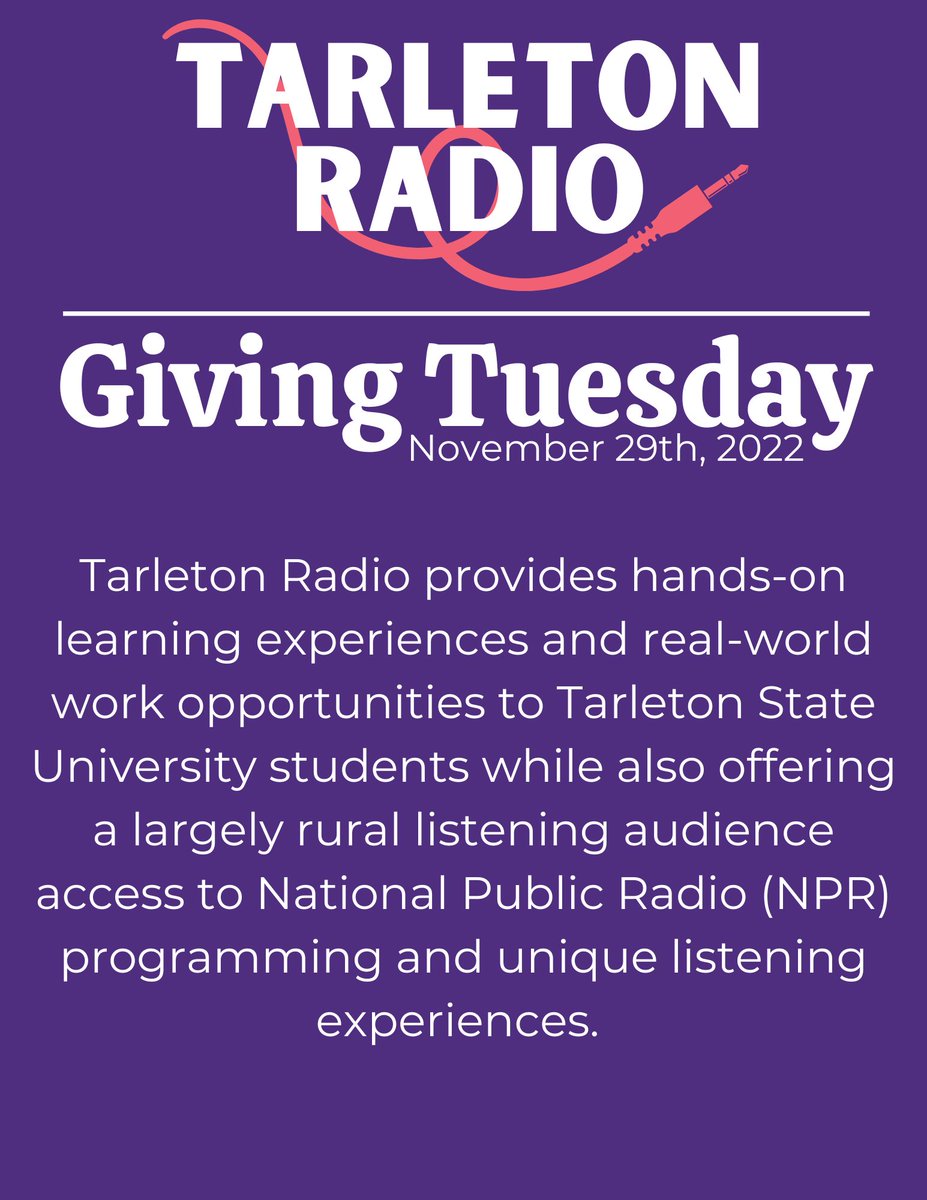 To make a donation to our station, please visit: givingday.tarleton.edu/o/tarleton-uni…