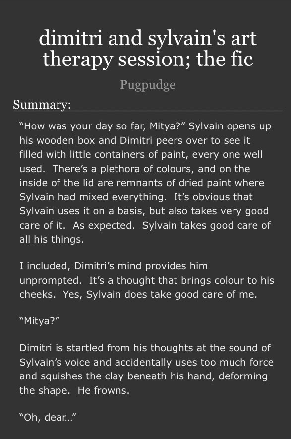 Claudvain's tweet photo. Dimitri and Sylvain sit down and do some art. Dimitri really loves Sylvain. That’s it that’s the whole fic !!!
Another #fe3h fic, ft #dimivain once again :””))) I love these gross fools
https://t.co/5UZY427OP1 https://t.co/zvWjtEaqWz