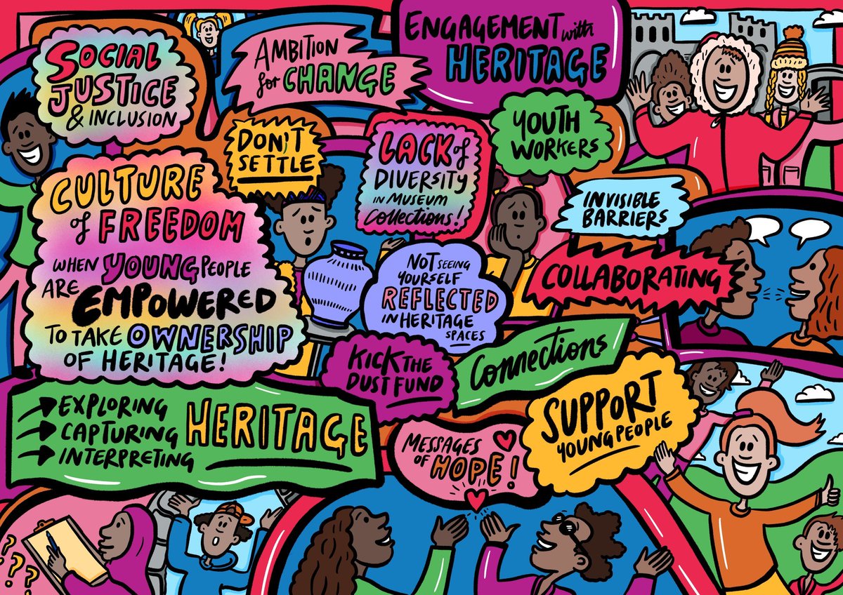 SaulArgent's tweet photo. Travelling home reading all the lovely tweets about #HopeEvolves and having a nice reflect on all the brilliant things about young people and heritage I've heard and chatted about today. So grateful to everyone who contributed to the event! 
Illustration by @studiobeci https://t.co/WvH1vzdSSV