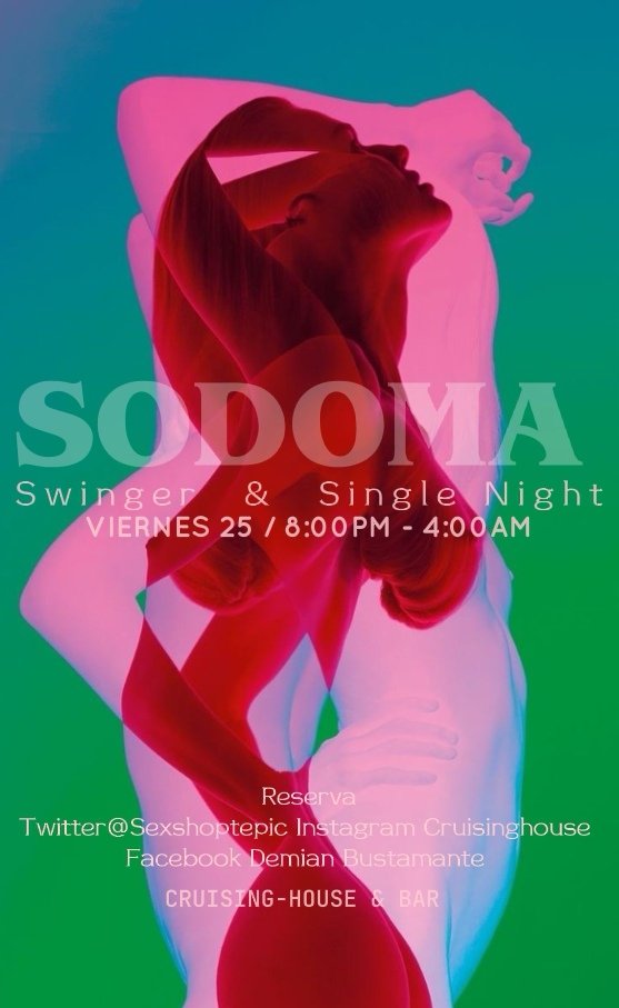 SexshopTepic's tweet photo. Estás listo para una noche de encuentros y lujuria en #CruisingHouseBar?

SODOMA🔥🍸🍹🥃Una noche de encuentros entre parejas Swinger &amp; Chicas solas &amp; Single
Ven y diviertete en esta CasaBar, cuarto oscuro, muebles sexuales, glory hole, sala de videos y más

Reserva @SexshopTepic https://t.co/DjZKciZ8Wp
