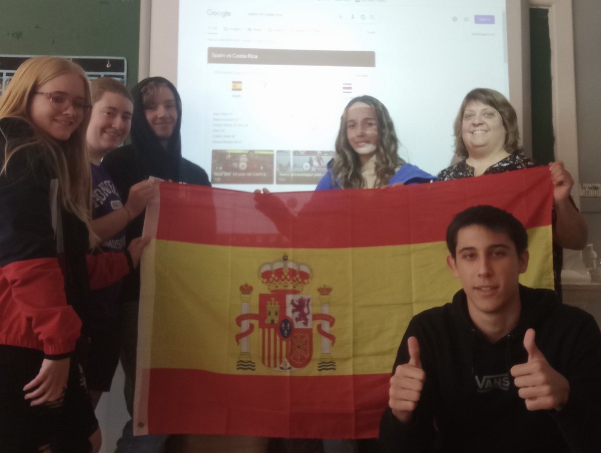 Sharing a moment in history with our exchange student today. Spain for the win (7-0). So happy to have Alejandro as part of our school family! Canada plays at 3:00 for the first time in 36 years. I think we’re catching soccer fever in Spartan Country!