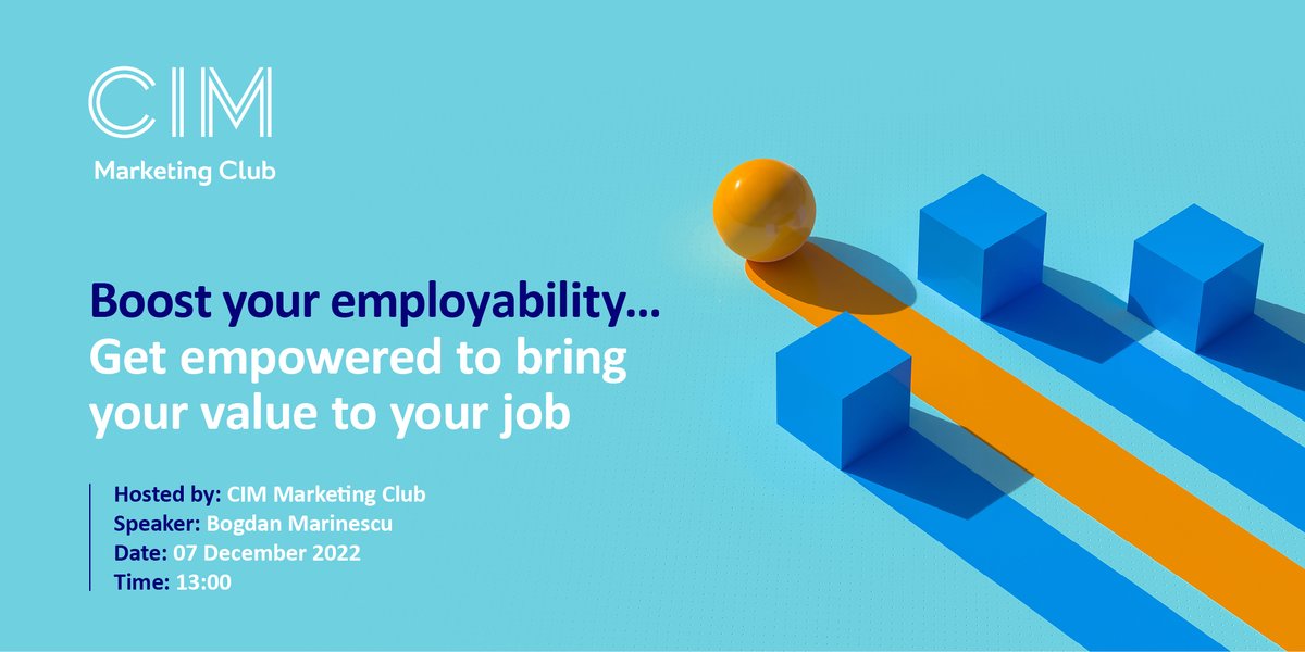 Calling all studying members! Want to 'Boost your employability?' Join the next event on 7 December! #employability #CIMMarketing #students

bit.ly/3xT4xee
