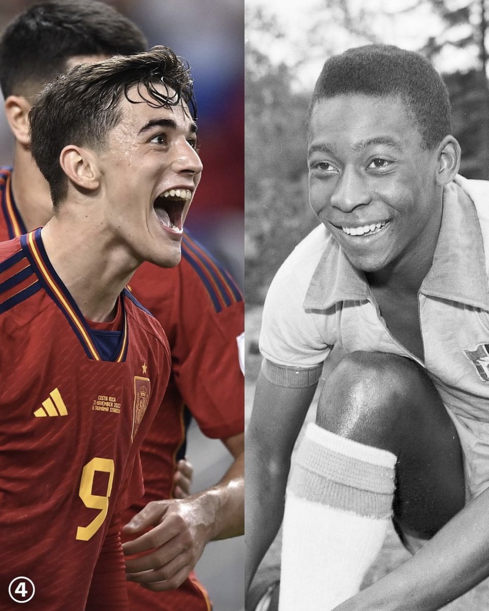 433's tweet photo. Pablo Gavi (18 years and 110 days) is the youngest player to score at a World Cup since Pelé (17 years and 249 days) in 1958 🌟💎 https://t.co/yIGt4HYMY8