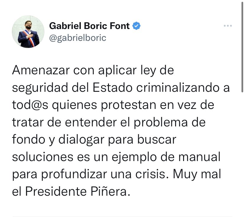 fachininja's tweet photo. Ustedes eran muy jóvenes, pero el diputado Boric decía que la Ley de Seguridad del Estado criminalizaba la protesta social y no atacaba el problema de fondo.

                                          FIN.

#ParoDeCamioneros
#ParoNacional https://t.co/T0iq9eBlyl