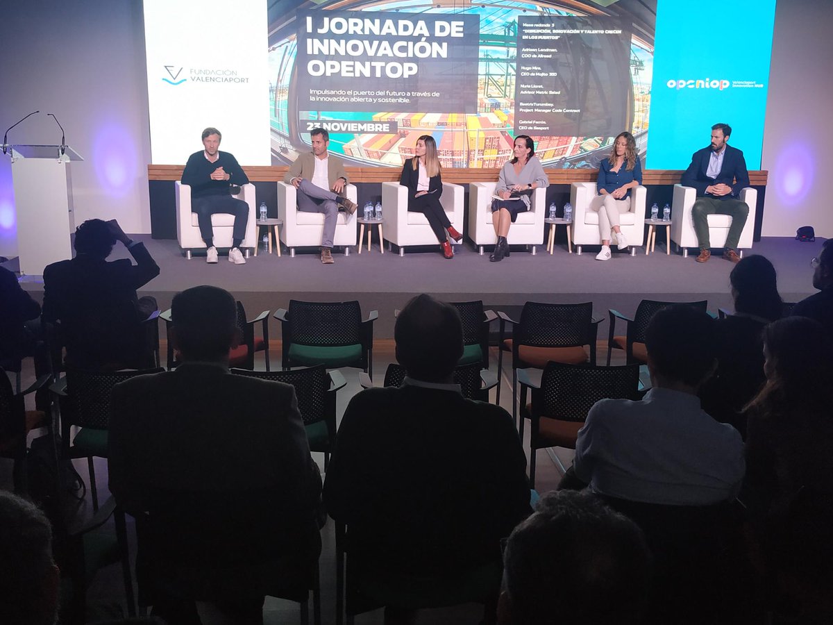 Innsomnia Accelerator (@inn_somnia) on Twitter photo Debate sobre ‘Disrupción, innovación y talento crecen en los puertos’ en la I Jornada de Innovación <a href="/opentop_hub/">Opentop</a>. Participan en él: <a href="/Adriaan_Landman/">Adriaan Landman</a>, <a href="/HugoMira_/">Hugo Mira</a>, <a href="/nlloretromero/">Nuria Lloret Romero</a>, Beatriz Turumbay (<a href="/code_contract/">Code Contract</a>) y Gabriel Ferrús (<a href="/SEAPortSolutio1/">SEAPort Solutions</a>). Modera: <a href="/beazmi/">Beatriz Aznar Millán</a> #Opentoptalks Debate sobre ‘Disrupción, innovación y talento crecen en los puertos’ en la I Jornada de Innovación <a href="/opentop_hub/">Opentop</a>. Participan en él: <a href="/Adriaan_Landman/">Adriaan Landman</a>, <a href="/HugoMira_/">Hugo Mira</a>, <a href="/nlloretromero/">Nuria Lloret Romero</a>, Beatriz Turumbay (<a href="/code_contract/">Code Contract</a>) y Gabriel Ferrús (<a href="/SEAPortSolutio1/">SEAPort Solutions</a>). Modera: <a href="/beazmi/">Beatriz Aznar Millán</a> #Opentoptalks