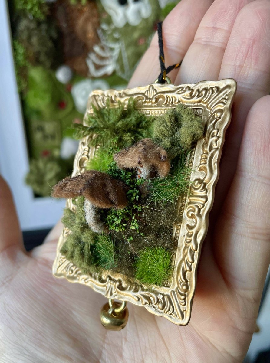 nnaturenurture's tweet photo. these fuzzy mushroom &amp; moss frame decorations I’ve made are so cute 😢 https://t.co/N7Gvw2Qseh