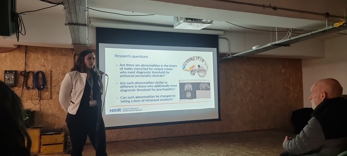 Now a talk on oxytocin and violence - can it help those who have committed violent offences (worth noting that rates of mental health disorders in prisoners are high - might think effectively prisions are a different type of psych hospital with implications for society).