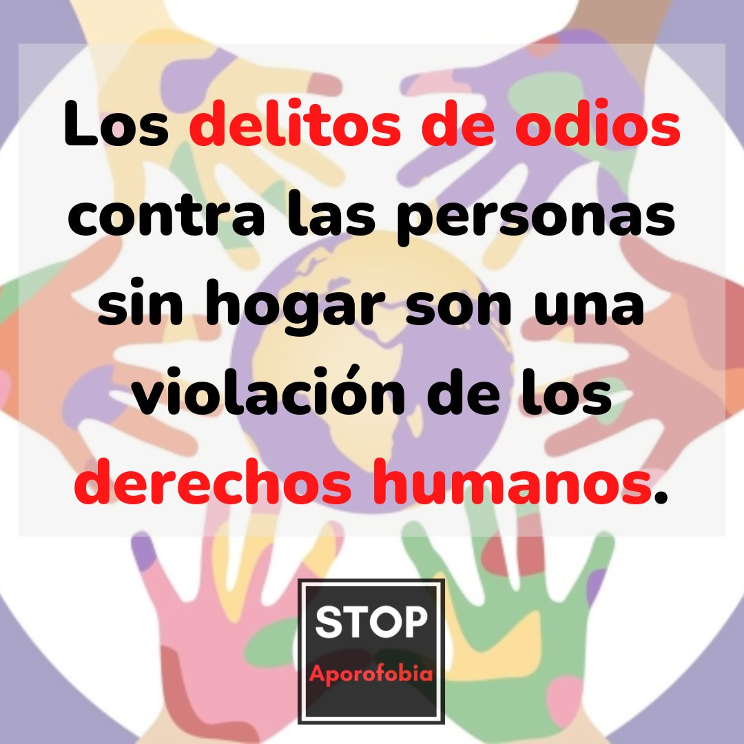 stopaporofobia's tweet photo. Los delitos de odios contra las personas sin hogar son un violacion de nuestros derechos humanos.

STOP APOROFOBIA
#sinhogarismo #stopaporofobia #delitodeodio #DerechosHumanos https://t.co/9lI6FTKUHU