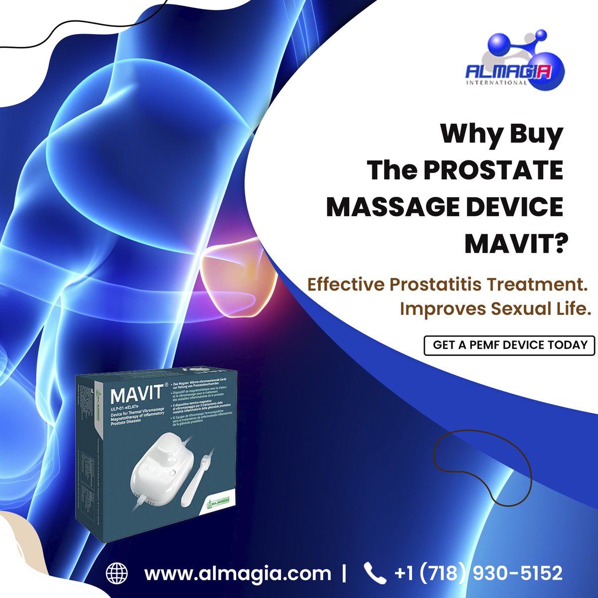 Almagia's tweet photo. With the #PROSTATE #MASSAGEDEVICE #MAVIT, you can enjoy non-invasive #physiotherapy and medical benefits while improving the health of your prostate gland.
https://t.co/BlRnrLU6I6
#Almagia #AlmagiaUS #AlmagiaInternational #painfree #pain #PROSTATE #therapeutic https://t.co/2ELZplGha5