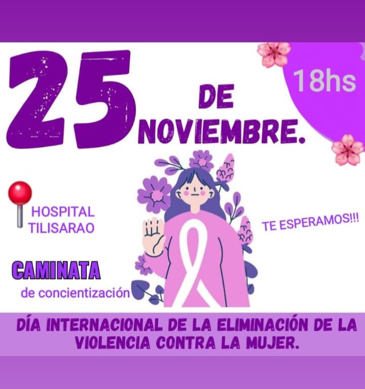 PSaseyre's tweet photo. EL Hospital de Tilisarao invita a dar un mensaje en una Caminata llama a reflexión... Acompañar y  Concientizar sobre la Violencia contra la mujeres!!!💜💜💜 Te esperamos con algo violeta💜🫶 https://t.co/B6QNcnt7hY