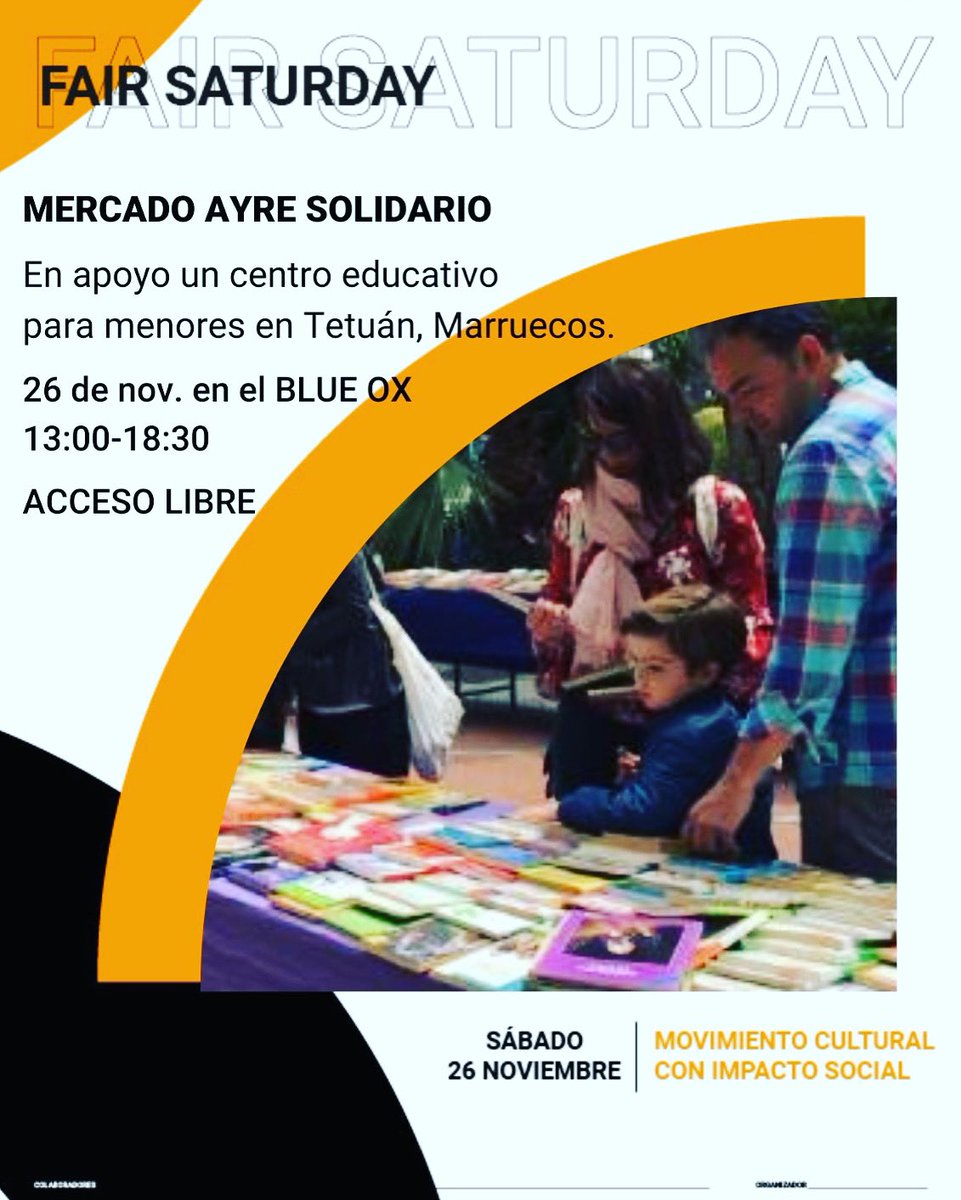 Ayre Solidario se suma a la celebración del Fair Saturday como creación colectiva en una sociedad más participativa y solidaria. Te esperamos *este sábado a partir de las 13.00 horas en Blue Ox, en la terraza del última planta del Aqualón. ¡Gracias por compartir!@FairSaturday