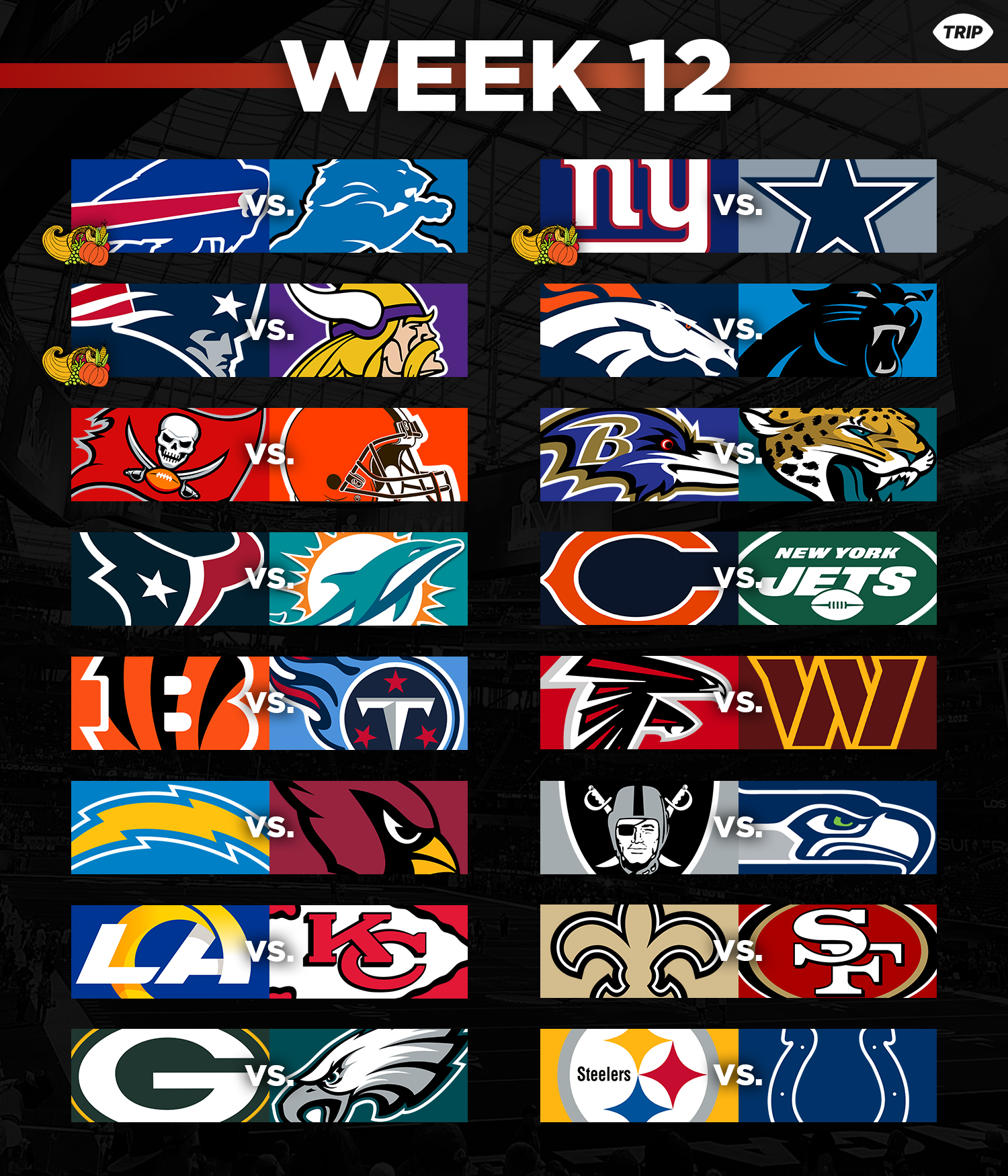 Trip on Twitter "Week 12 NFL Schedule! Happy Thanksgiving! https//t