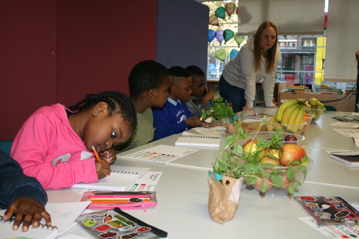 Fantastic to have Ayesha from @ElkinsLtd  join us at @DkhSchool  for the Show Take Make & Share fruit salad club. Every pupil took home a bag of fruit & recipe to make with their families.🍎🍐🍊🍌
#newskills
#fun 
#confidence 
#HealthyFood 
#Wellbeing 
#VegAdvocate