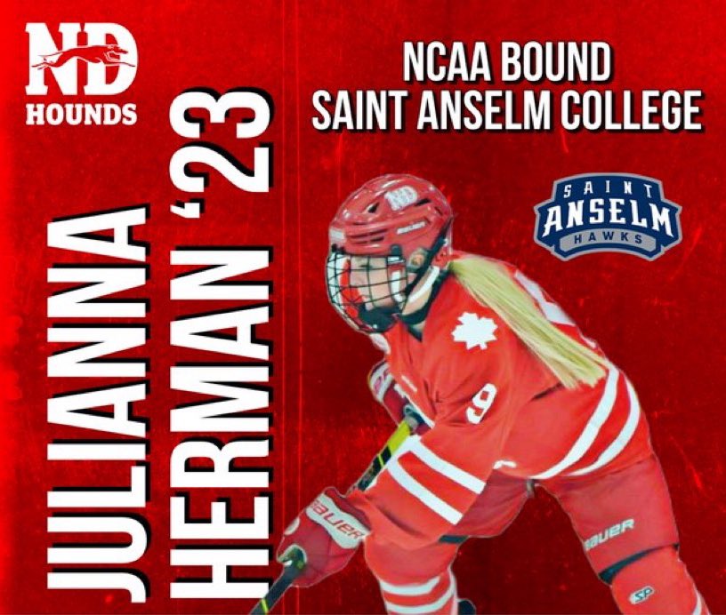 Kyra Anderson ‘23 and Juli Herman ‘23 have officially signed on the dotted line to attend Saint Anselm College for the 2023-24 season joining the Hawks Women’s hockey team.

Congrats again Kyra and Juli as you continue your academics &amp; athletics next season.

#NDProud #ShesAHound