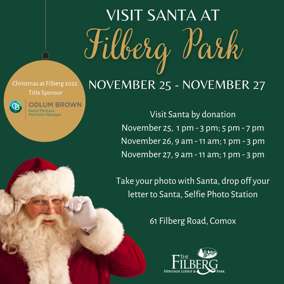 We invite you to come to Filberg Park this weekend and visit Santa!