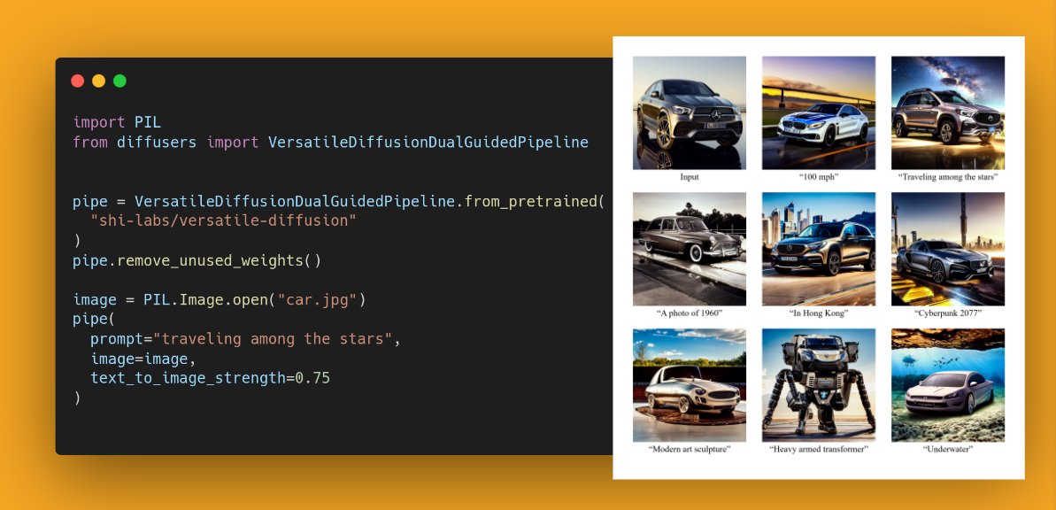 anton_lozhkov's tweet image. 🧨Diffusers 0.8.0 is out with so many new models!

-🎁Versatile Diffusion all-in-one model 
-🌍Multilingual AltDiffusion
-✨Safe Latent Diffusion
-🔁CycleDiffusion
-🔥New SOTA scheduler: DPM
And much more!

Check out the release notes for more info: github.com/huggingface/di…