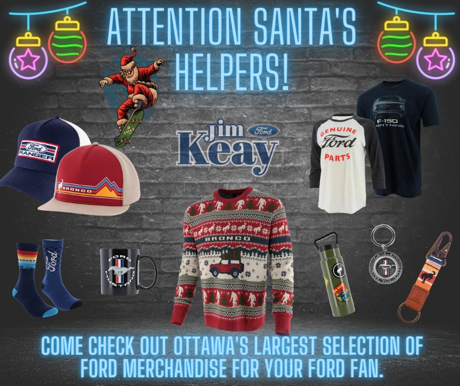 jimkeayford's tweet photo. We have the largest selection of Ford Branded Merchandise in Ottawa. Whether it's a stocking stuffer or something for under the tree,  we have you covered! Come in and check out our stock today. 

https://t.co/4hQKTi5Dph

#christmas #stockingstuffer #fordmerch #ford https://t.co/0oQmTD7XB4