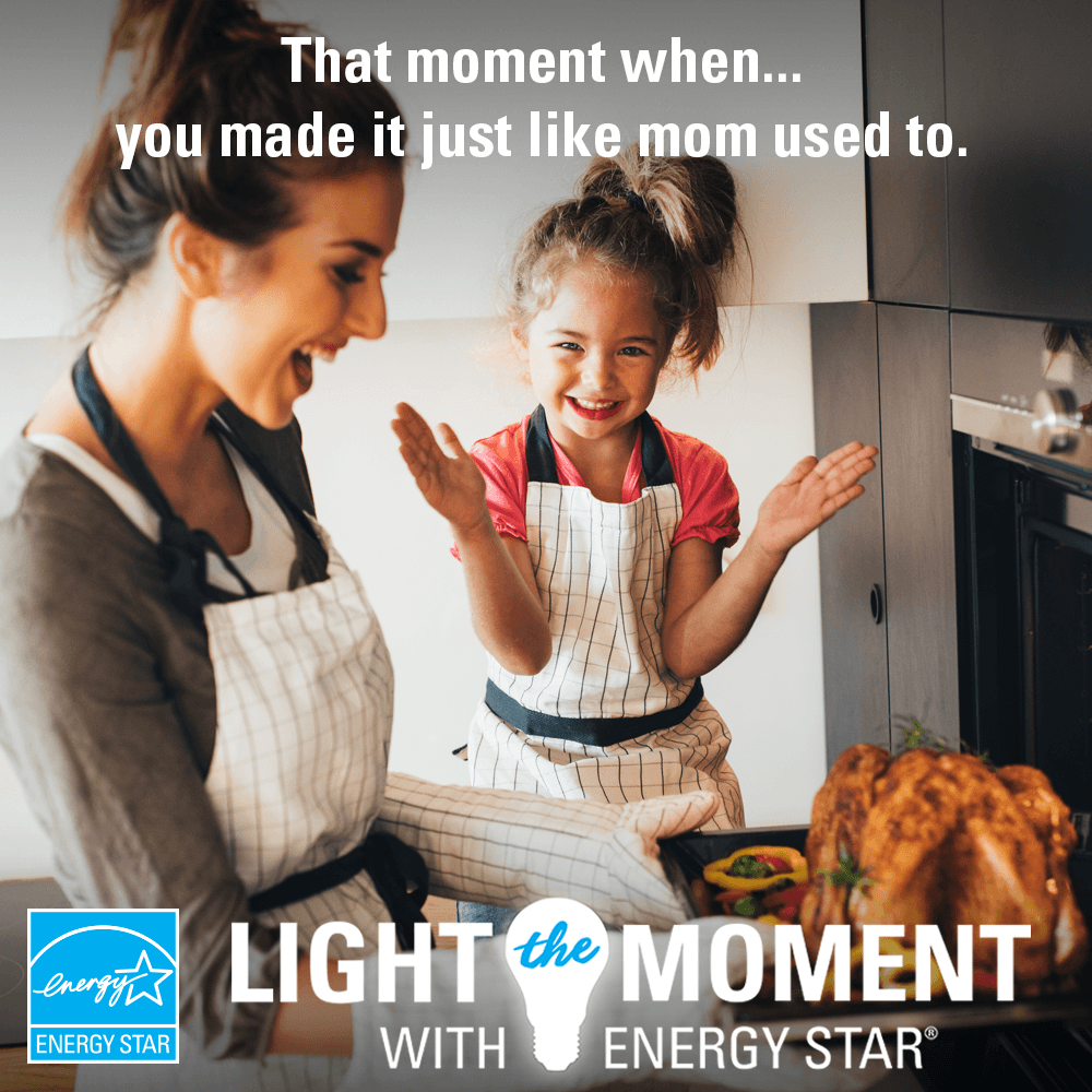ENERGYSTAR's tweet photo. Trust ENERGY STAR certified LED bulbs to light all of your culinary endeavors this holiday season. With a lifespan of 13 years, they'll still be shining bright when it's time for the next generation to try their hand in the kitchen. #LightTheMoment https://t.co/ydjbg1WAK0 https://t.co/9GMyXeK4IM