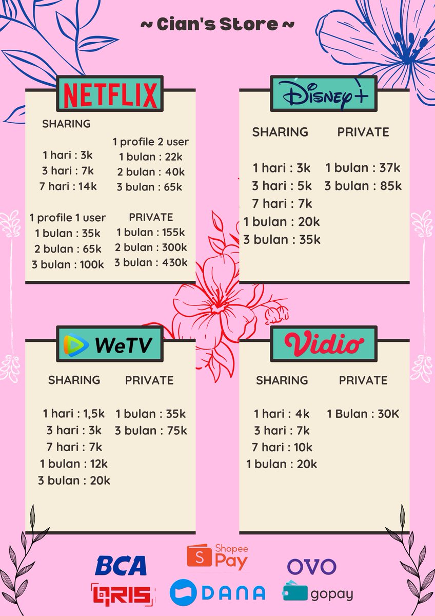 CianStore's tweet photo. hi all🌷
@cianstore hadir🌷
yuk buat kalian yang mau order atau lagi cari aplikasi premium murah harga kantong pelajar bisa order di @cianstore
trusted,fastrespon,fastproses🌷
💳 all e-wallet &amp; bca &amp; qris
Yuk order aplikasi premium di @ciastore 🌷
#zonauang #zonajajan #zonaba https://t.co/YcGTmeRqO3
