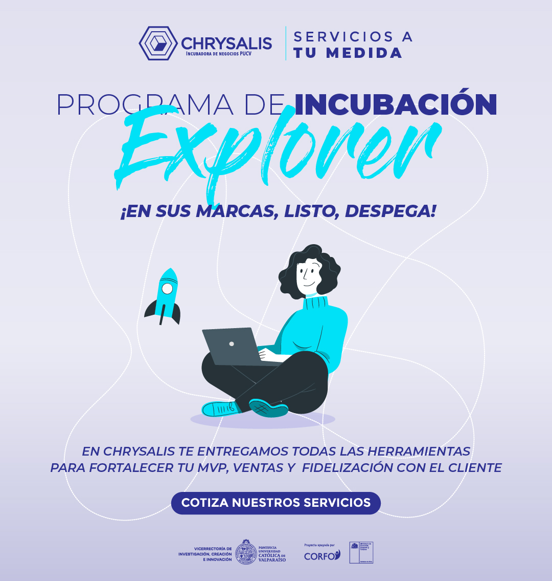 ¡Si eres un "Explorer", #ChrysalisPUCV es tu mejor opción! ⤵️

🚀 ¿Para quiénes apunta este Programa que se divide en 3 subcategorías? Explorer Starter, Explorer Grower y Explorer Equilibrist.

Click aquí api.whatsapp.com/send?phone=569… para cotizar y conocer más de cada programa.