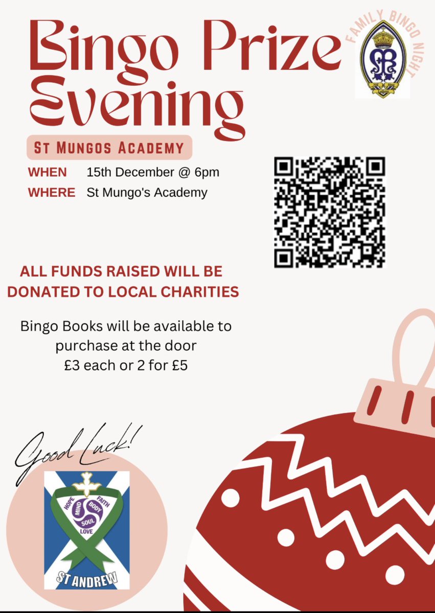 StMungosAcademy's tweet photo. Some great prizes on offer for our whole school community event presented by St Andrew’s House Leaders! We hope to see you there! https://t.co/EQu1S2A4Mf