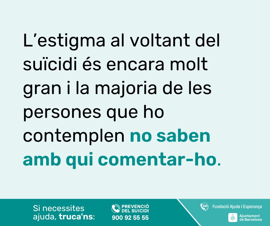 TPrevSuicidi's tweet photo. 🗣️ Parlar sobre el #suïcidi no només no incita a l’altra persona a cometre’l, sinó que pot reduir la seva ansietat i patiment.

Oferir-nos a parlar sobre el suïcidi si detectem senyals d’alerta en una persona propera pot ser un acte molt important de #prevenció. https://t.co/z2QBmLOS8A