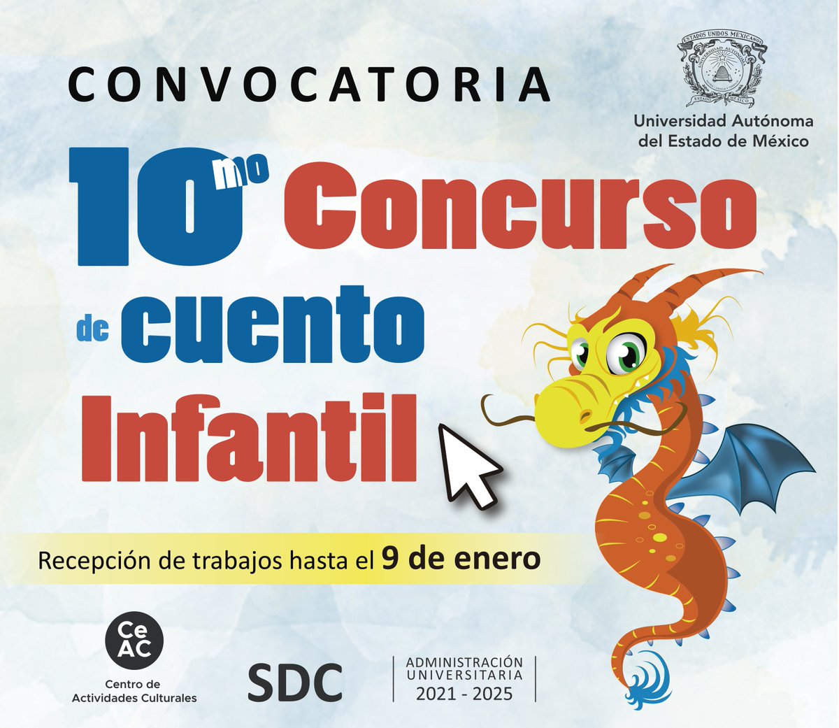 CeAC_UAEMex's tweet photo. ¡Cuéntanos tu cuento! Si te gusta escribir y quieres publicar tu historia, este concurso es para ti. 📖🧚‍♂️
Un certamen que busca promover a escritoras y escritores de nuestro país, e incentivar la lectura en las infancias. 

Convocatoria en: https://t.co/ES1Q3DGfB9

 #SomosUAEMéx https://t.co/kTWK2MIULk