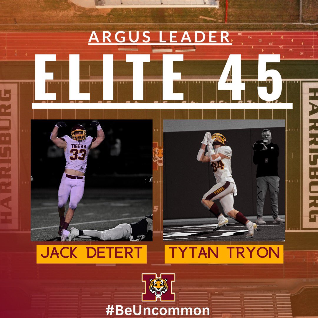 HHSTigerFBall's tweet image. Congrats @tytan_tryon and @Jackdetert on earning the way on to the 2022 Elite 45 Team.