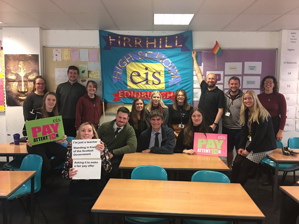 Staff at Firrhill High School are #strikeready and #rallyready.  Lookign forward to seeing you all outside the Scottish Parliament at lunchtime tomorrow!
#PayAttention