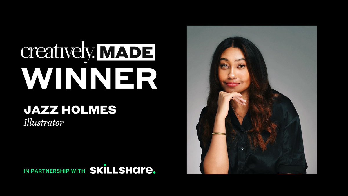 hellocreatively's tweet photo. Every month, #CreativelyMade gives away $5,000 in cash plus exclusive prizes from partners, including @skillshare, to celebrate the amazing work of a creative on Creatively. Meet October’s winner Jazz Holmes! 🏆 https://t.co/gUhoBmTjXT