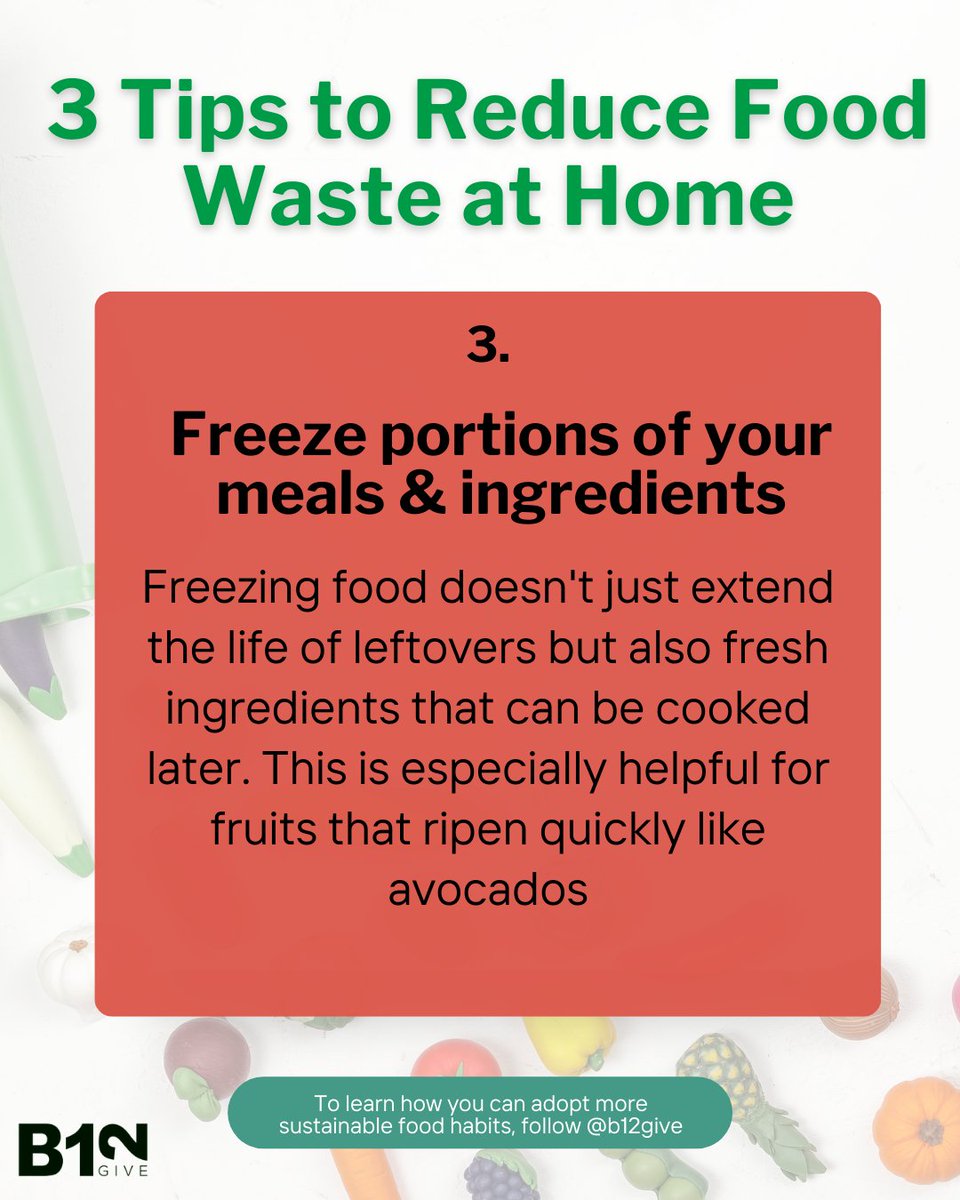 B12Give's tweet photo. Today is our first #WasteLessWednesday! Every week you can look forward to quick knowledge on ways to waste less!
🤔QOTD: Which of these food-saving tips do you already do?
#foodwaste #savingfood #reducewaste #circularfoodeconomy #surplusfood #foodinsecurity https://t.co/2AwDTmre0z