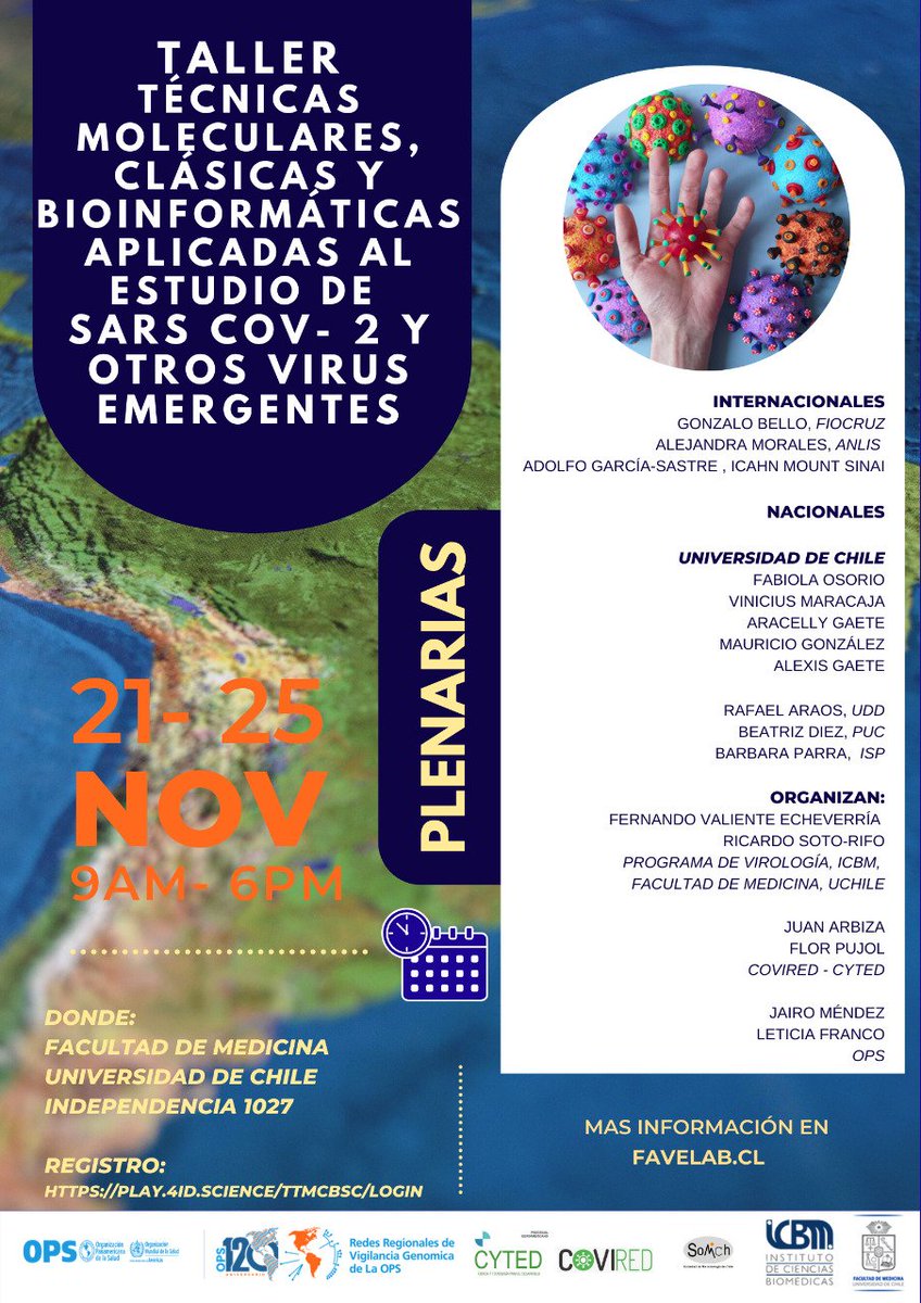 AlexisGaete11's tweet photo. Our participation as @for_genome for the sequencing SARS CoV-2 genome through Nanopore technology in the workshop "Técnicas moleculares, clásicas y bioinformáticas aplicadas al estudio de SARS CoV-2" organized by 
 @pelaofunk @Programa_CYTED @opsoms https://t.co/tKaWqEjuLr
