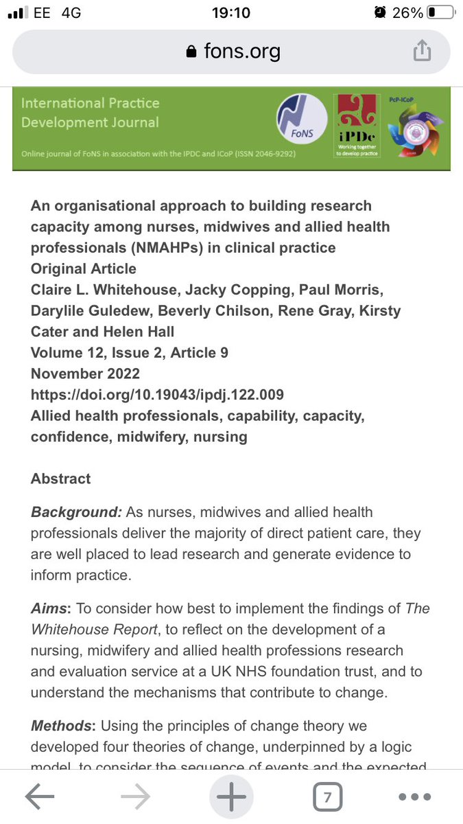 Claire Whitehouse (#whywedoresearch)💚💙 (@clairew_uk) on Twitter photo Our paper about the first 2 years developing our NMAHP research & evaluation service <a href="/JPUHNMAHP_RES/">JPUH NMAHP Research and Evaluation</a> <a href="/JamesPagetNHS/">JPUH NHS FT</a> has been published today in @TheIPDJ #whywedoresearch And there’s more to come…
fons.org/library/journa… Our paper about the first 2 years developing our NMAHP research & evaluation service <a href="/JPUHNMAHP_RES/">JPUH NMAHP Research and Evaluation</a> <a href="/JamesPagetNHS/">JPUH NHS FT</a> has been published today in @TheIPDJ #whywedoresearch And there’s more to come…
fons.org/library/journa…