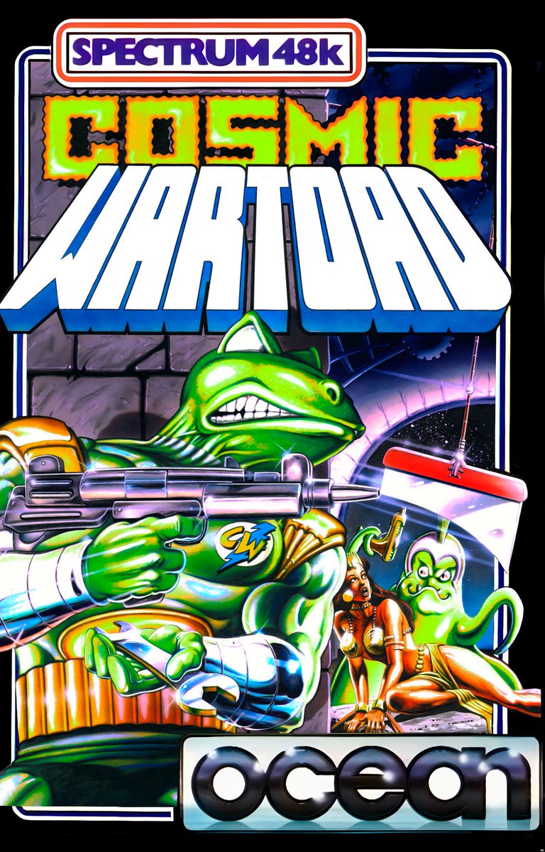 leither_mark's tweet photo. A 1985 release Cosmic Wartoad by Ocean Software

By  - John Gibson, Simon Butler, D. C. Ward
Cover art - Bob wakelin

Cover image upscaled and cleaned

https://t.co/wZbY0vfzd1

#retrogaming #retrogames #gameart #8bit #retro #zxspectrum #oceansoftware #cosmicwartoad https://t.co/Iw8gAIvdvA