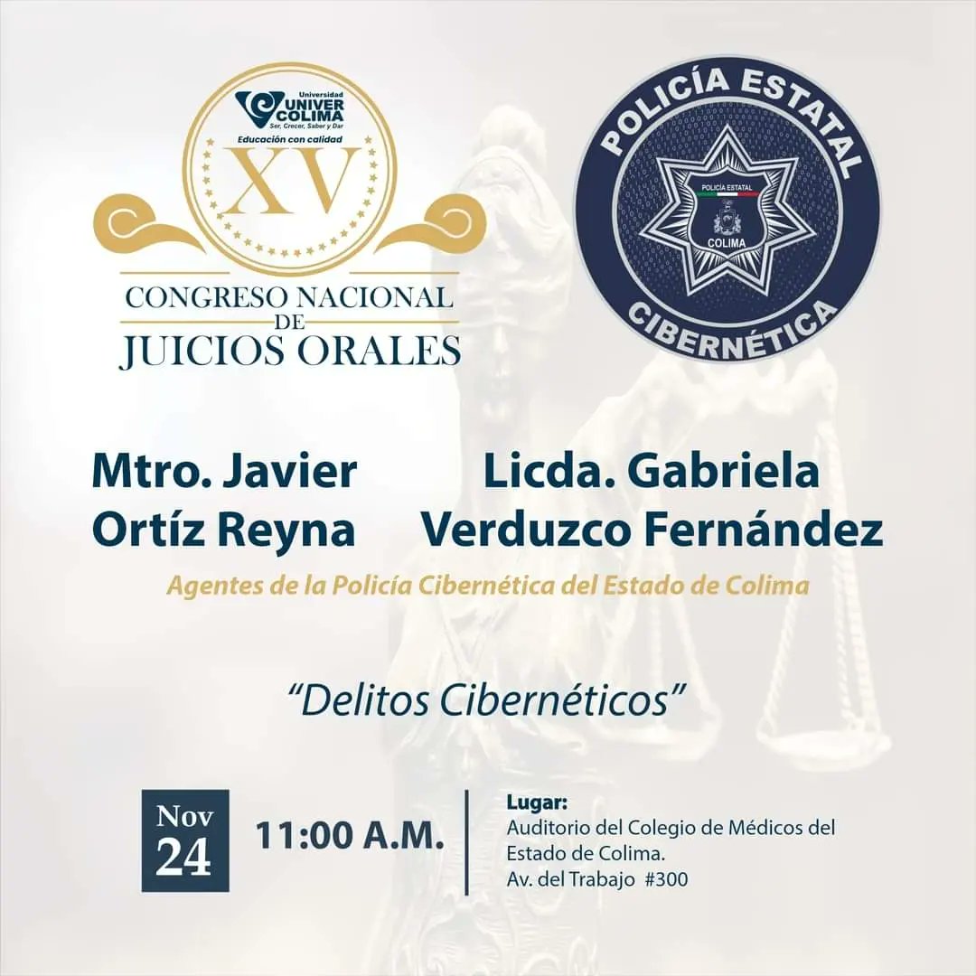 univer_colima's tweet photo. Iniciamos el día de mañana jueves 24 de noviembre con nuestro XV Congreso Nacional de Juicios Orales. 🧑‍⚖️👨‍⚖️
#univercolimasisoy https://t.co/wVmWIyvGbn