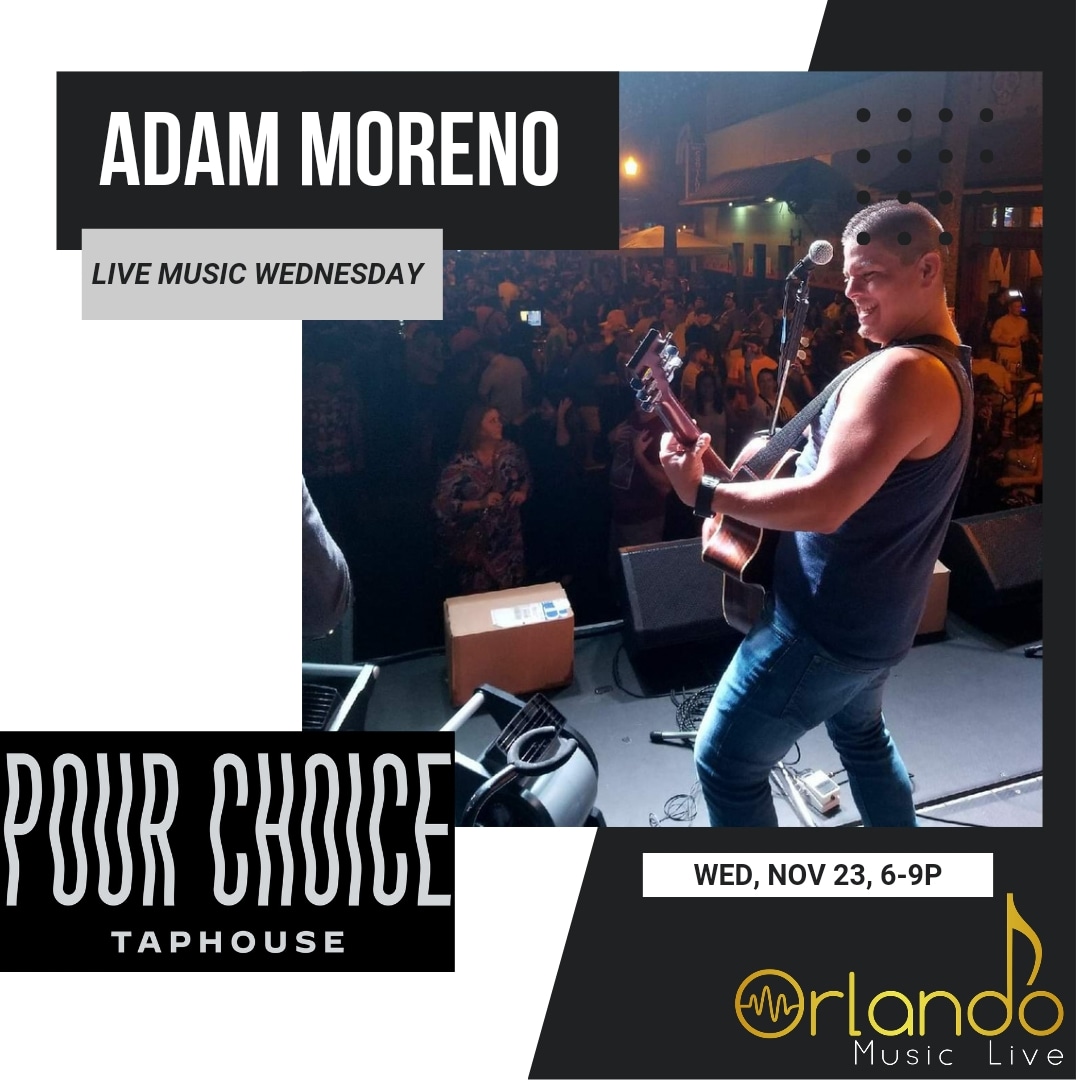 OrlMusicLive's tweet photo. Start your Thanksgiving festivities tonight with some live music by Adam Moreno, pizza, and 50 Taps of awesomeness! Tonight at @PourChoiceORL !! #OrlandoMusicLive #SupportLocalMusic #UCF #UCFAlumni #Beer https://t.co/LKUP29nyew