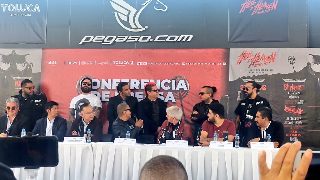 Se lleva a cabo conferencia de prensa del festival #HellandHeaven, en el #ForoPegaso encabezado por el Presidente Municipal de #Toluca <a href="/RaymundoMC/">Raymundo Martínez Carbajal</a> , en dónde se dan por menores del magno evento internacional