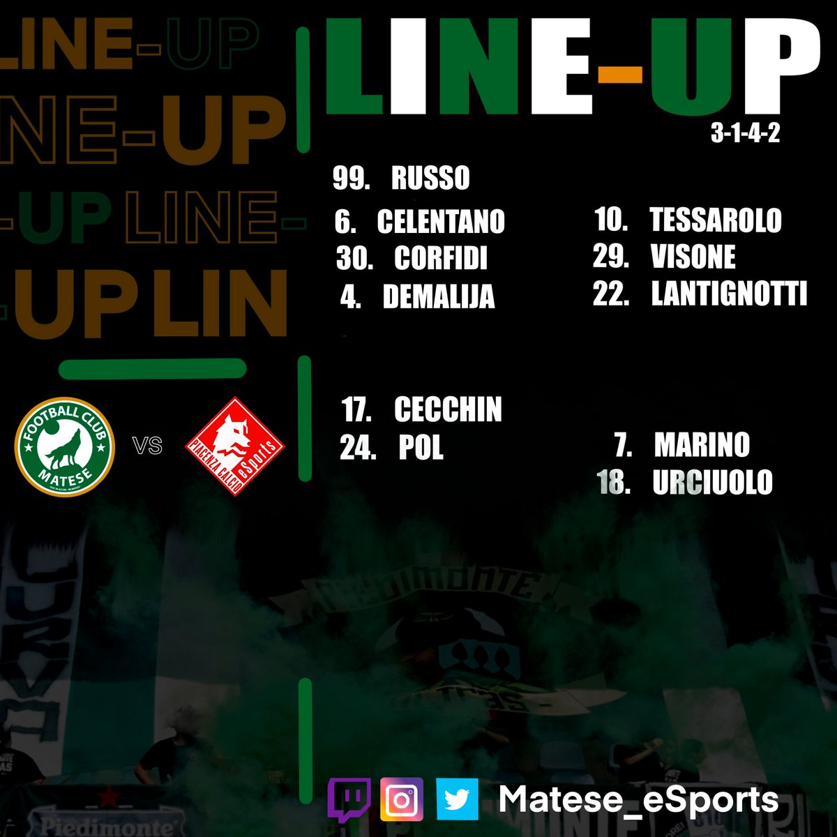 📌MATCH-DAY

📆7^GIORNATA DI <a href="/us_acli/">Esport Us Acli</a> @EsportsRivals1 
🆚<a href="/Piacenza_eSp/">Piacenza Calcio eSports</a> 
🕦23:00

🎥T:Matese_eSports

<a href="/Fittingspro/">Fittings</a> <a href="/NewsProclub/">News Proclub</a> <a href="/pctransfermarkt/">🇮🇹 PRO CLUBS TRANSFERMARKT🔍</a>