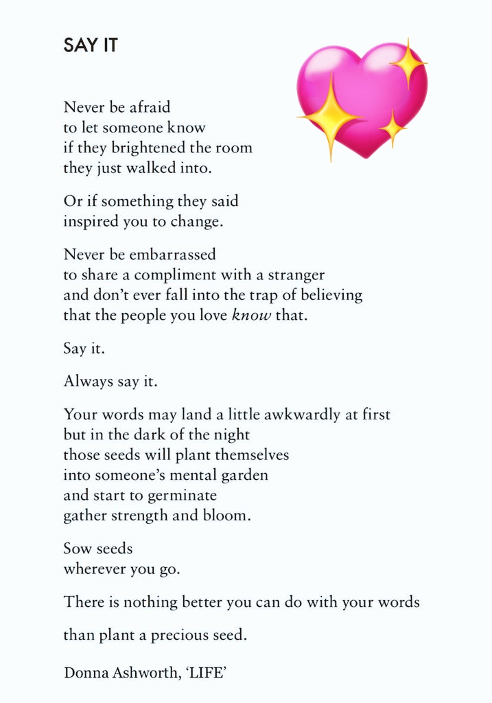 I tell people when I see and feel these moments. We all need to lift each other up, plant those seeds! ... I love Donna Ashworths words #DonnaAshworth