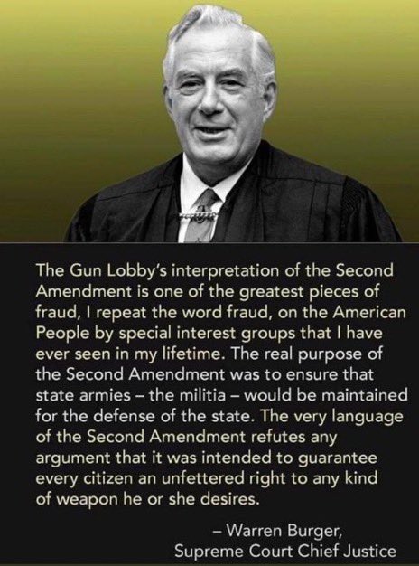 mnsnowta's tweet photo. @Craig_R_Perkins @JoJoFromJerz The truth about the second amendment &amp; the Nazi Rifle ASSociation from a Supreme Court Judge https://t.co/pwLBDaFDCc