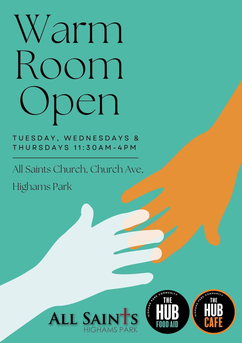 HighamsHub's tweet photo. All Saints Church, in partnership with The Hub, will be opening a warm room at the church to support those in need of a warm space and meal over this difficult winter. 

We would ask you to share this post with those who may benefit from this support. https://t.co/6WNIhV5Zlm