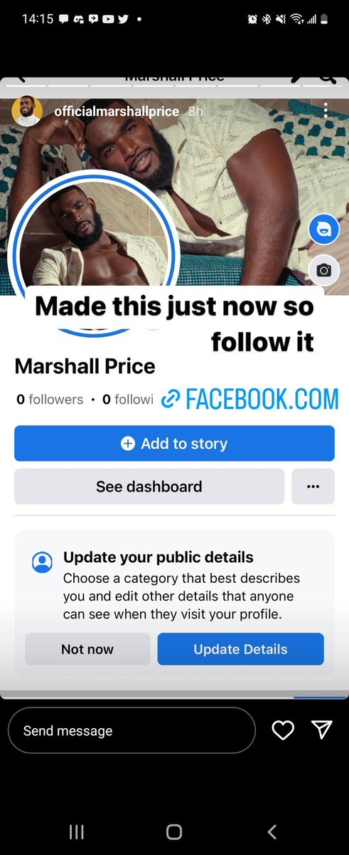 NesaJ1973's tweet photo. After all the problems yesterday with #TaeBrown stealing his videos and people searching Facebook for my boy Marshall Price and coming across catfish pages...Marshall decided to create a Facebook page...go check it out and give my boy a follow @greysweatsking #MarshallPrice https://t.co/rbCD3YNqCh