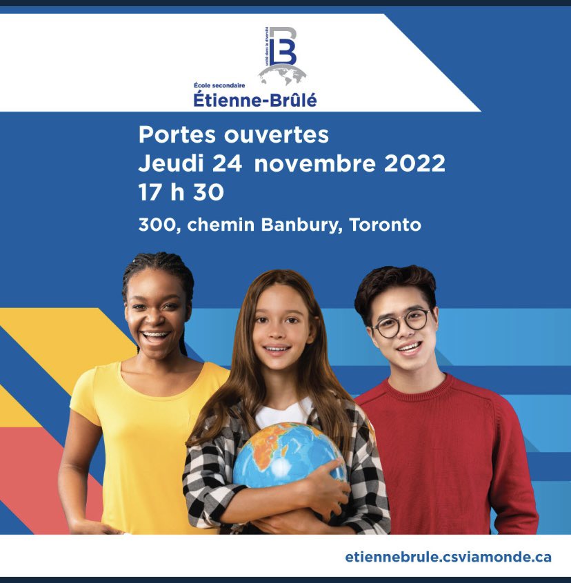 J-1 avant les portes ouvertes de l’Écoles secondaire Étienne-Brûlé! Nous vous attendons avec impatience pour découvrir votre future école.