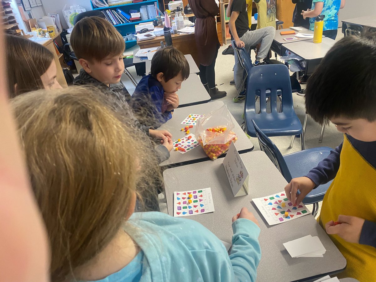 dewit2014's tweet photo. More of … Ms. Sibbick , a Student Teacher from Laurentian  University, is placed in Mr. Cimino’s grade 4 class. She is reinforcing geometric concepts through fun, and very educational games.   #arps2022 https://t.co/rYVxXwCkGG