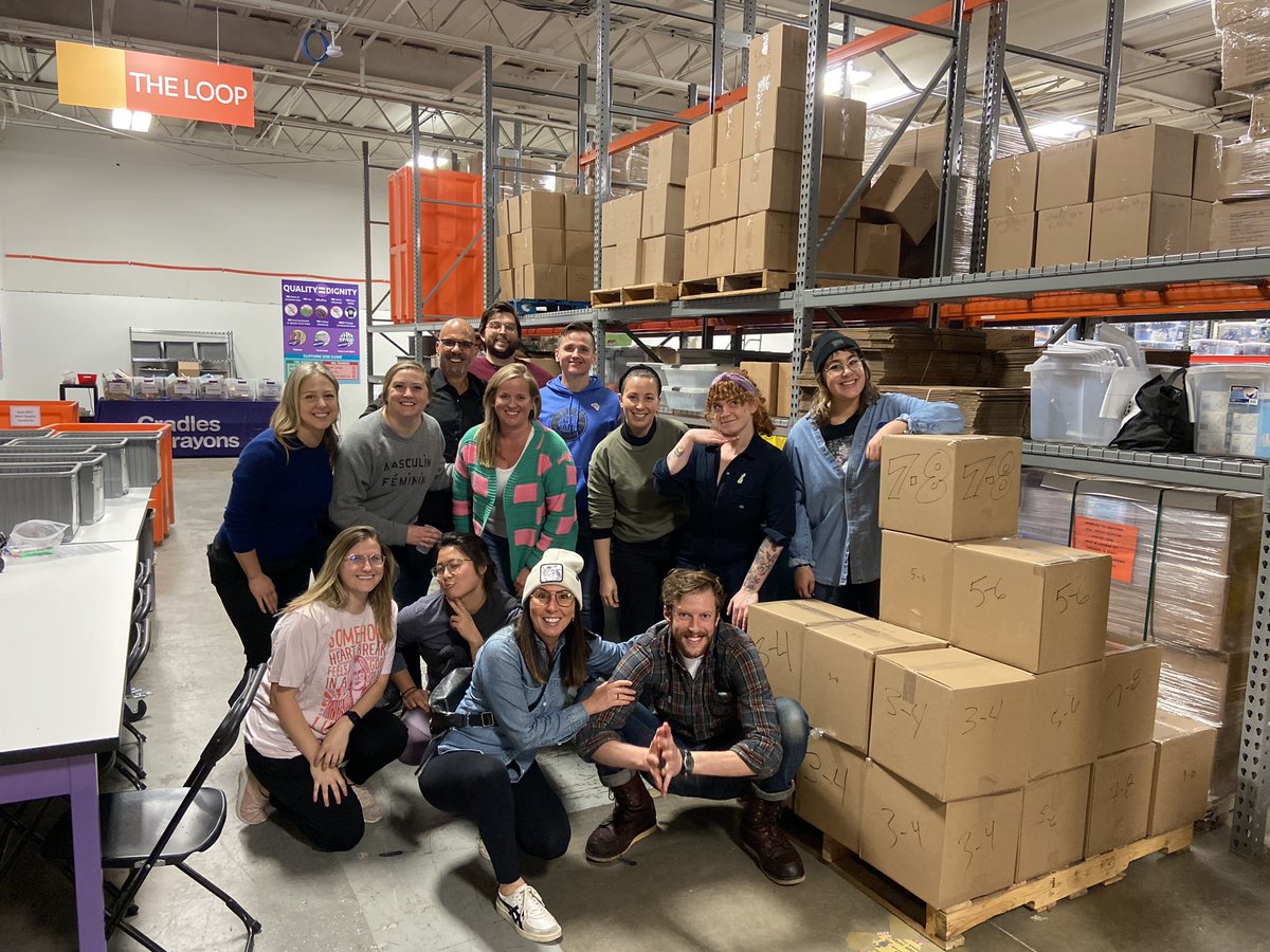 WilsonDowGroup's tweet photo. Wilson Dow employees teamed up with @GayForGood to give back. The team spent an afternoon with @C2CChicago (an organization that provides children living in homeless or low-income situations, with the essential items they need.) sorting, vetting, &amp; categorizing children's books. https://t.co/L4oX7sjeKP
